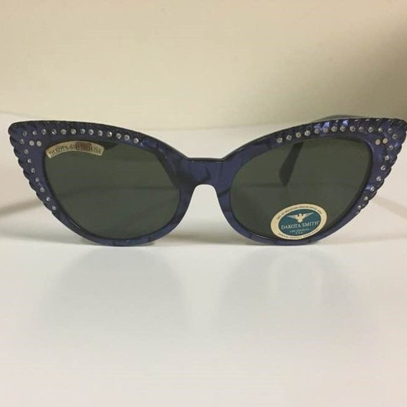 Vintage Dakota Smith Cat Eye Sunglasses Model 1033 "Las Vegas" style with Rhines - Picture 6 of 10